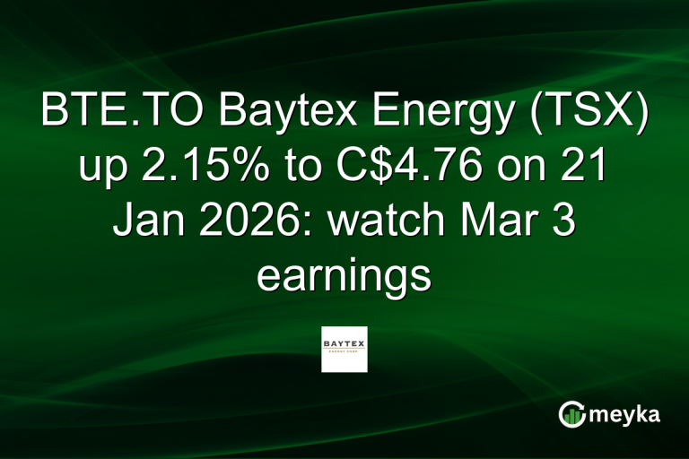 BTE.TO Baytex Energy (TSX) up 2.15% to C$4.76 on 21 Jan 2026: watch Mar 3 earnings