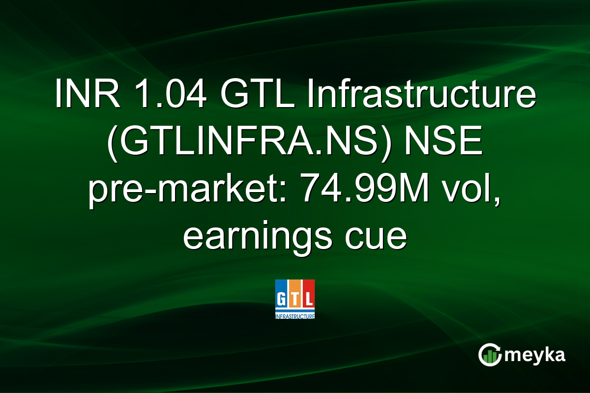 INR 1.04 GTL Infrastructure (GTLINFRA.NS) NSE pre-market: 74.99M vol, earnings cue