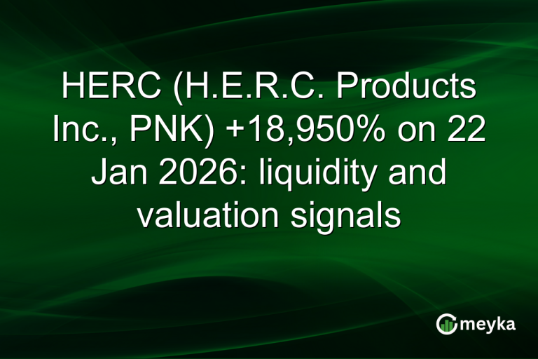HERC (H.E.R.C. Products Inc., PNK) +18,950% on 22 Jan 2026: liquidity and valuation signals