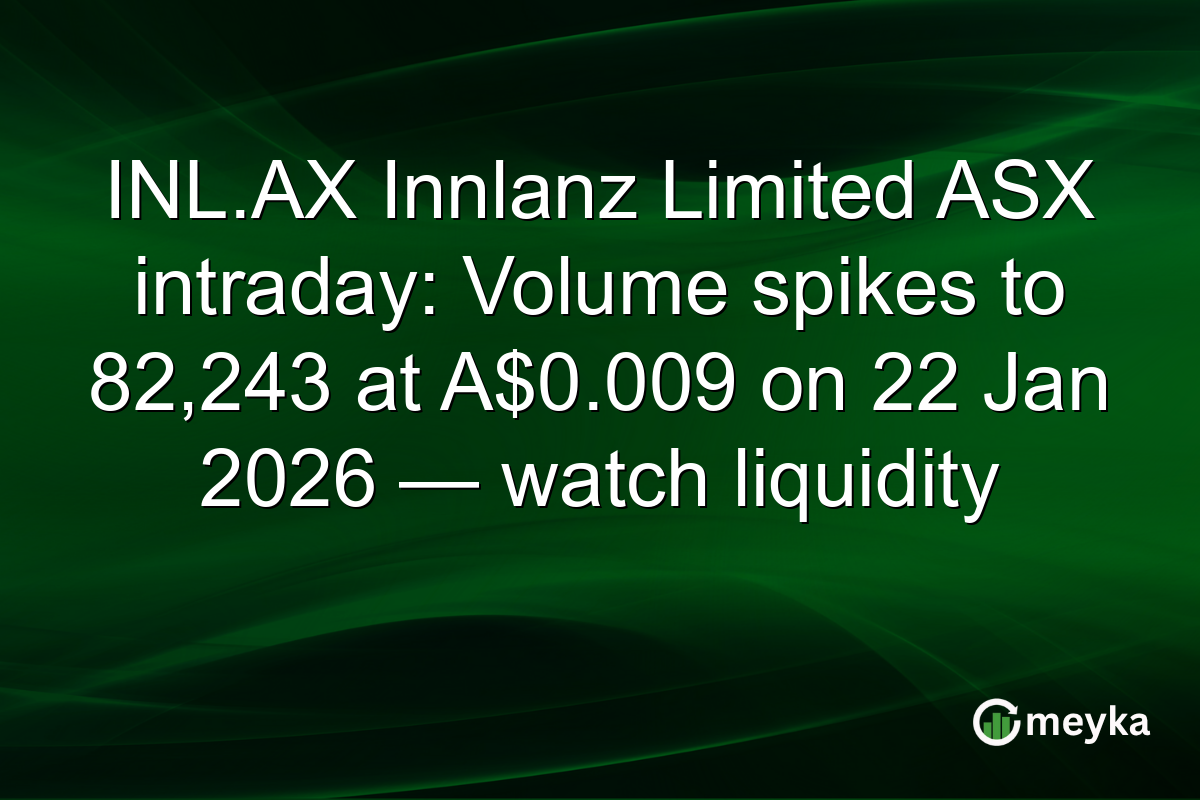 INL.AX Innlanz Limited ASX intraday: Volume spikes to 82,243 at A$0.009 on 22 Jan 2026 — watch liquidity