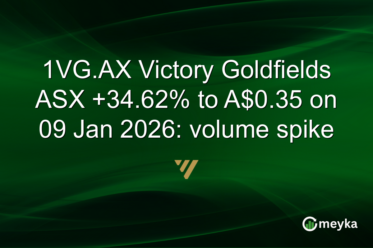1VG.AX Victory Goldfields ASX +34.62% to A$0.35 on 09 Jan 2026: volume spike