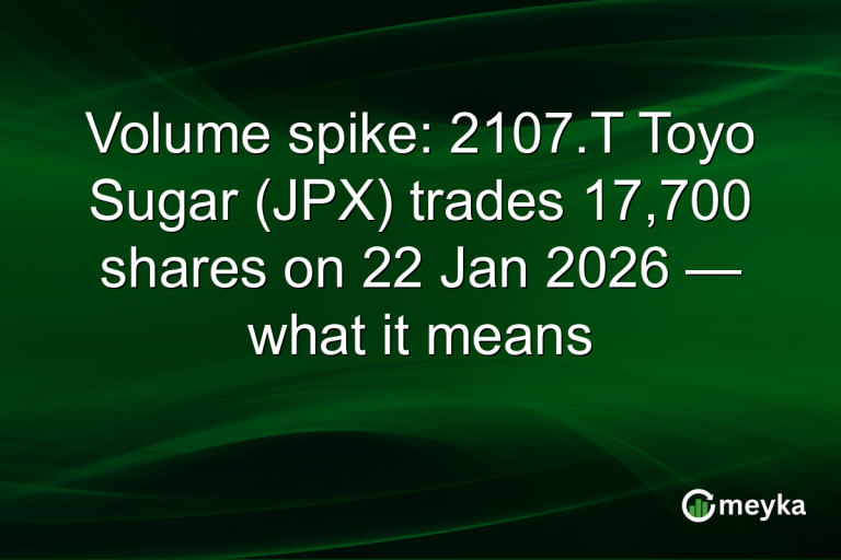 Volume spike: 2107.T Toyo Sugar (JPX) trades 17,700 shares on 22 Jan 2026 — what it means