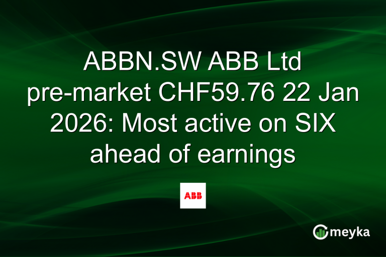 ABBN.SW ABB Ltd pre-market CHF59.76 22 Jan 2026: Most active on SIX ahead of earnings