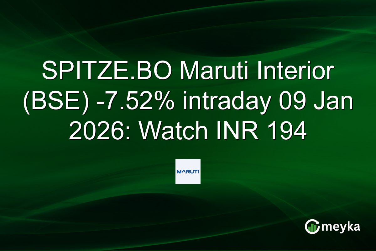 SPITZE.BO Maruti Interior (BSE) -7.52% intraday 09 Jan 2026: Watch INR 194