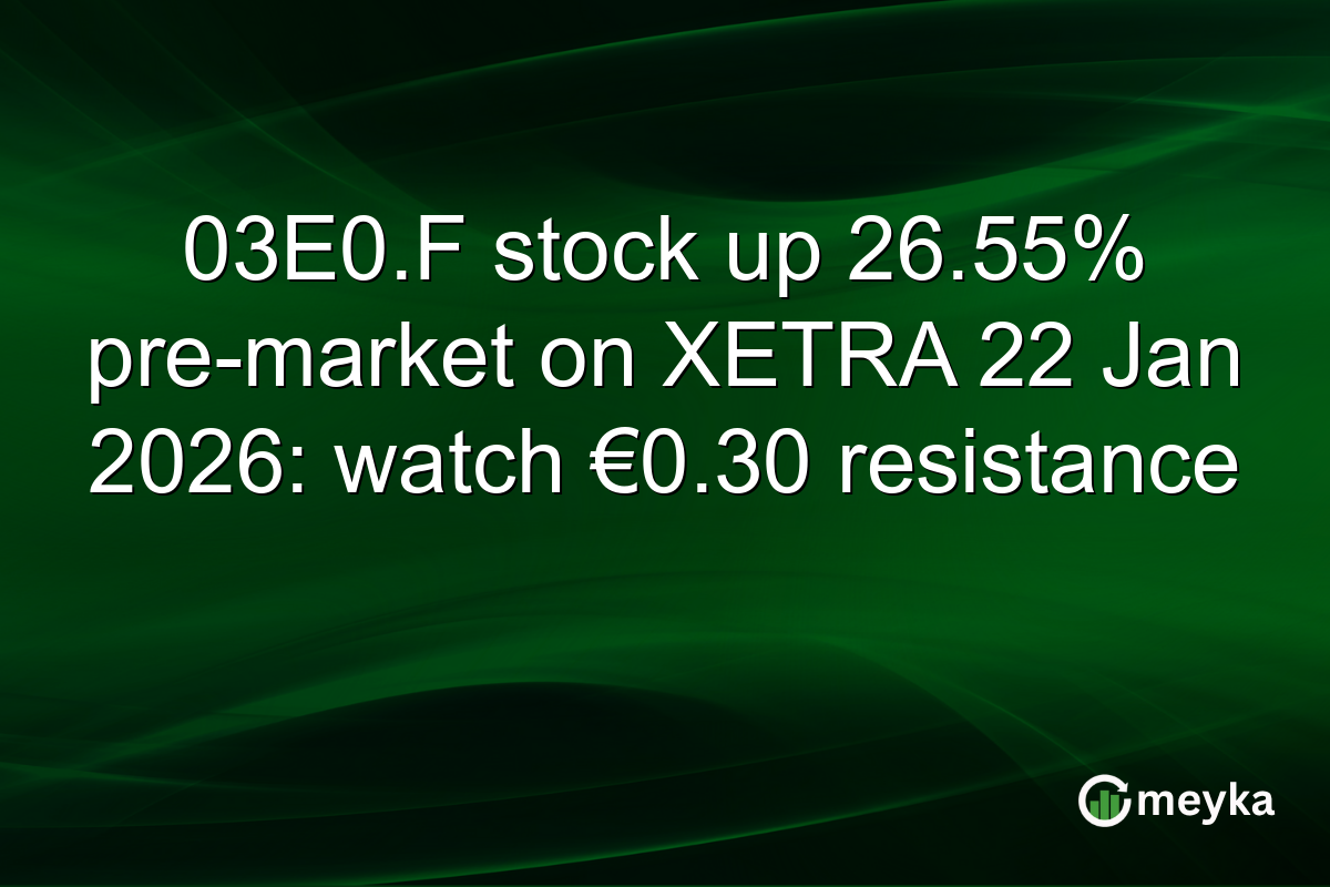 03E0.F stock up 26.55% pre-market on XETRA 22 Jan 2026: watch €0.30 resistance