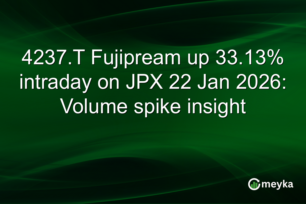 4237.T Fujipream up 33.13% intraday on JPX 22 Jan 2026: Volume spike insight