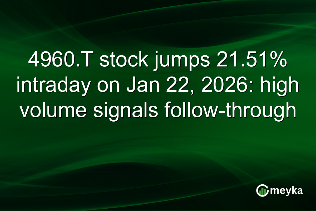 4960.T stock jumps 21.51% intraday on Jan 22, 2026: high volume signals follow-through