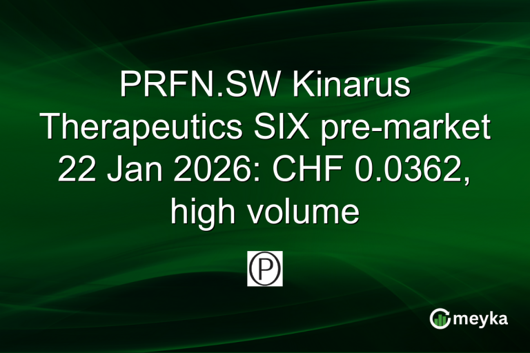 PRFN.SW Kinarus Therapeutics SIX pre-market 22 Jan 2026: CHF 0.0362, high volume
