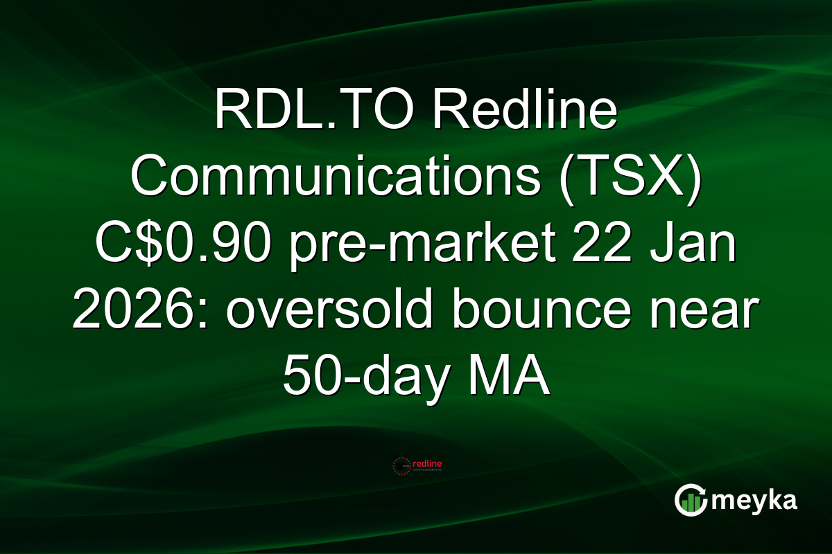 RDL.TO Redline Communications (TSX) C$0.90 pre-market 22 Jan 2026: oversold bounce near 50-day MA
