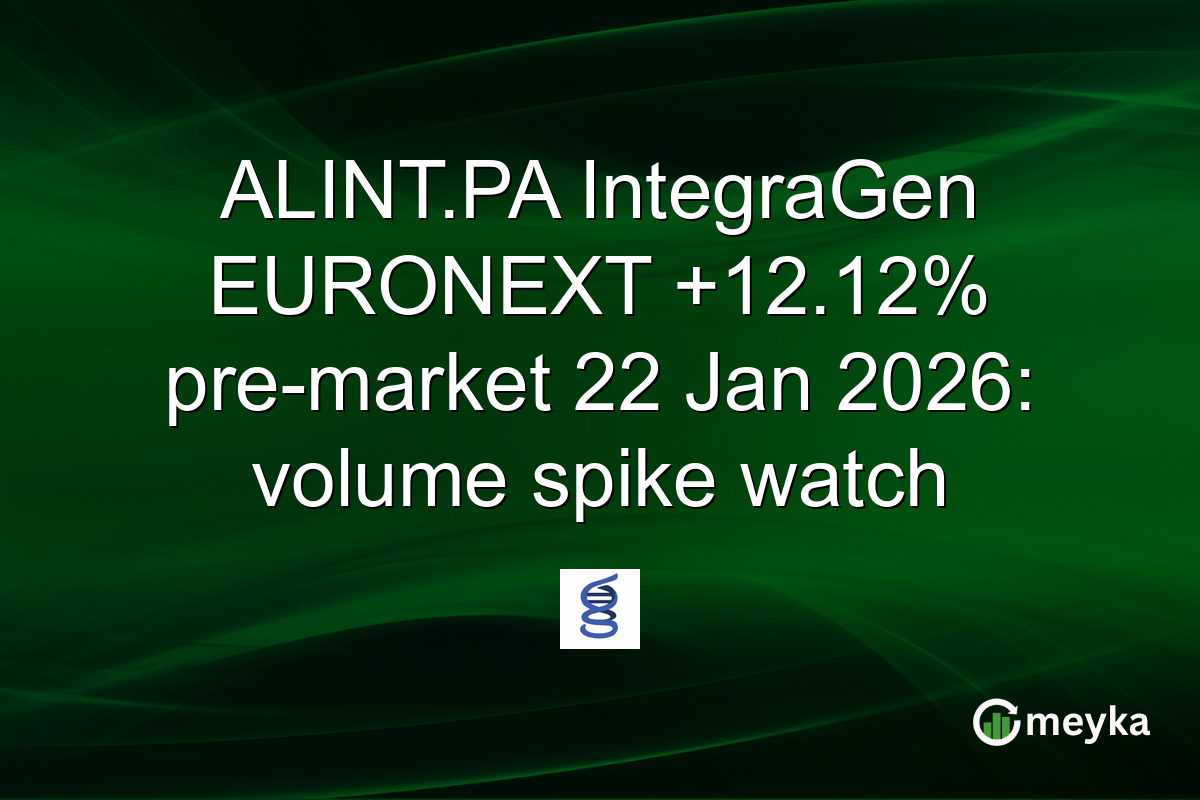 ALINT.PA IntegraGen EURONEXT +12.12% pre-market 22 Jan 2026: volume spike watch