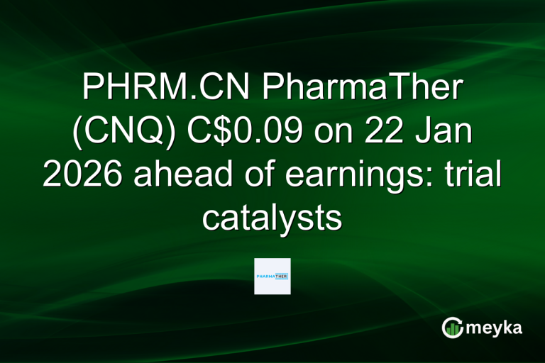 PHRM.CN PharmaTher (CNQ) C$0.09 on 22 Jan 2026 ahead of earnings: trial catalysts