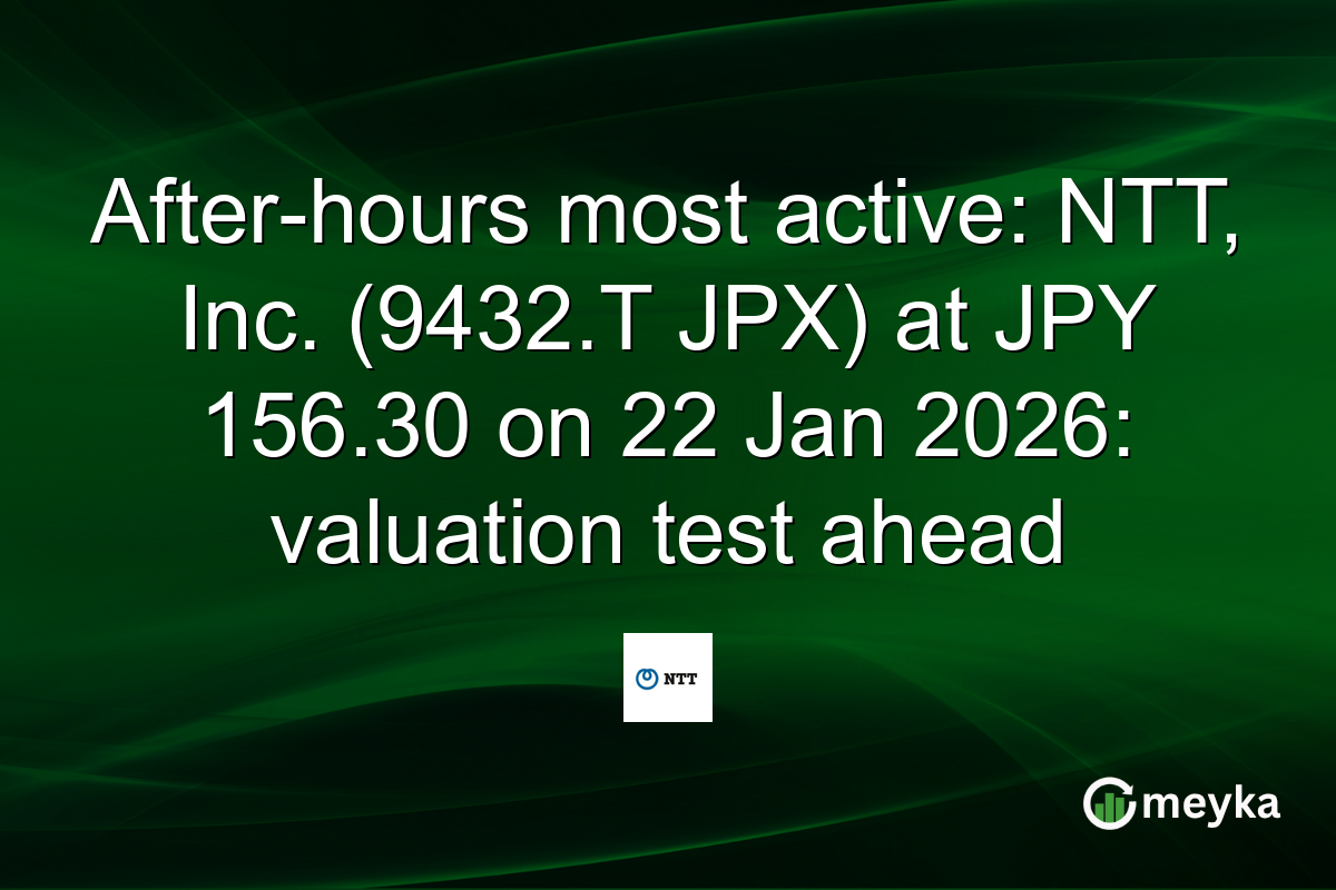 After-hours most active: NTT, Inc. (9432.T JPX) at JPY 156.30 on 22 Jan 2026: valuation test ahead