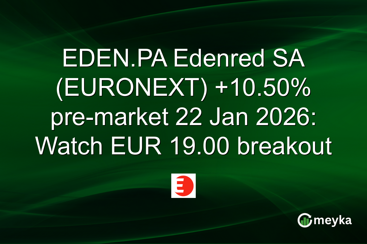 EDEN.PA Edenred SA (EURONEXT) +10.50% pre-market 22 Jan 2026: Watch EUR 19.00 breakout