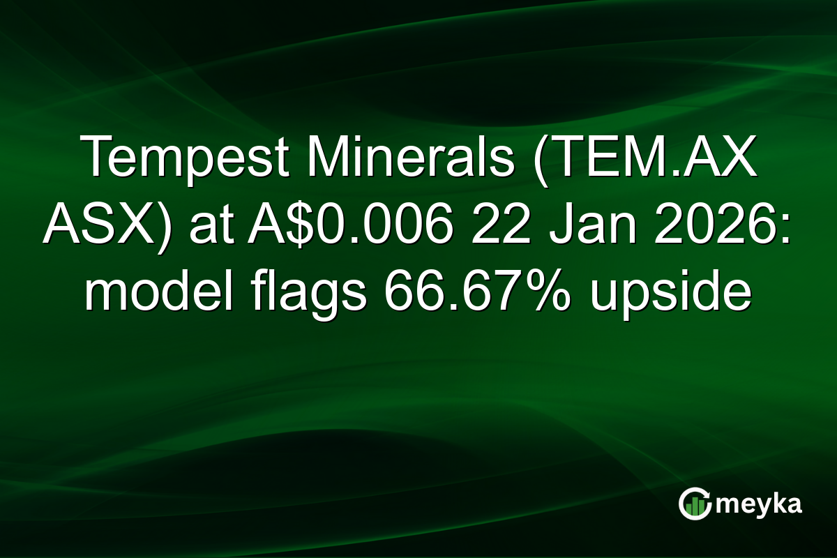 Tempest Minerals (TEM.AX ASX) at A$0.006 22 Jan 2026: model flags 66.67% upside