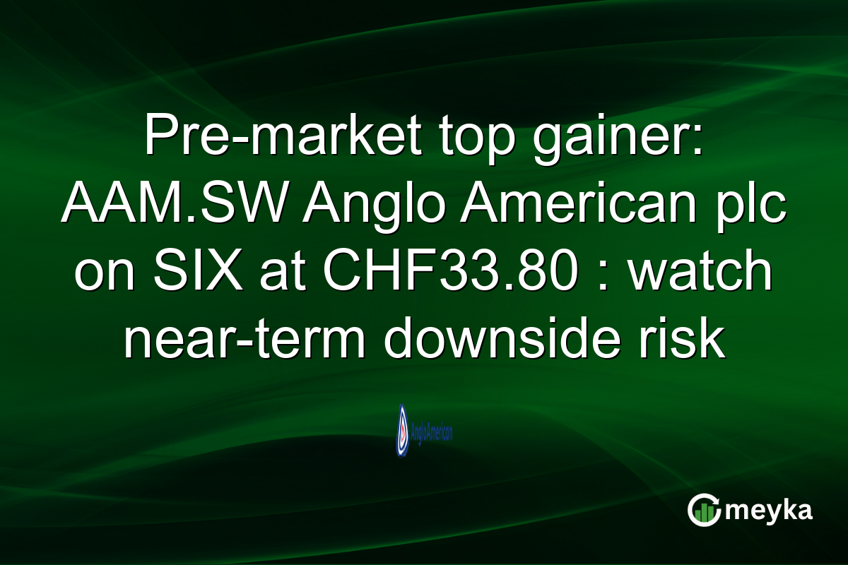 Pre-market top gainer: AAM.SW Anglo American plc on SIX at CHF33.80 : watch near-term downside risk