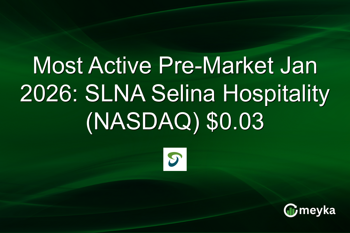 Most Active Pre-Market Jan 2026: SLNA Selina Hospitality (NASDAQ) $0.03