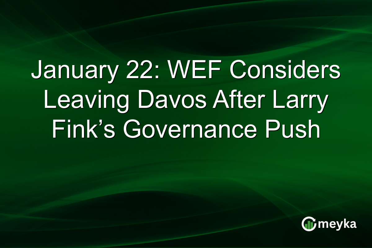 January 22: WEF Considers Leaving Davos After Larry Fink’s Governance Push