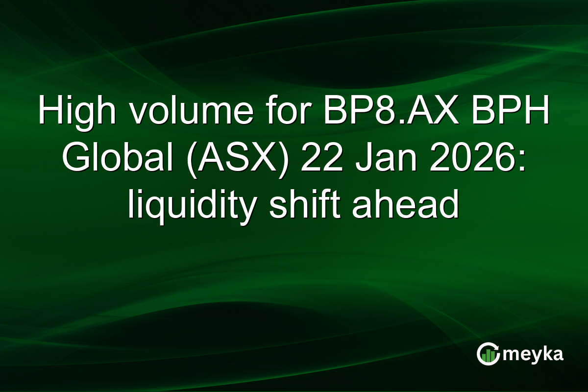 High volume for BP8.AX BPH Global (ASX) 22 Jan 2026: liquidity shift ahead