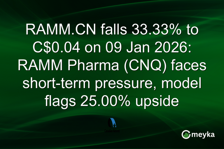 RAMM.CN falls 33.33% to C$0.04 on 09 Jan 2026: RAMM Pharma (CNQ) faces short-term pressure, model flags 25.00% upside