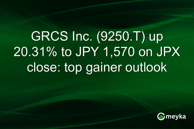 GRCS Inc. (9250.T) up 20.31% to JPY 1,570 on JPX close: top gainer outlook