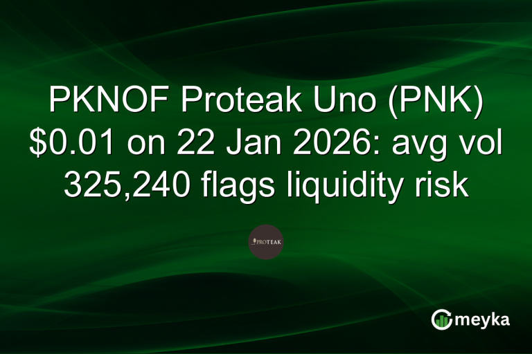 PKNOF Proteak Uno (PNK) $0.01 on 22 Jan 2026: avg vol 325,240 flags liquidity risk