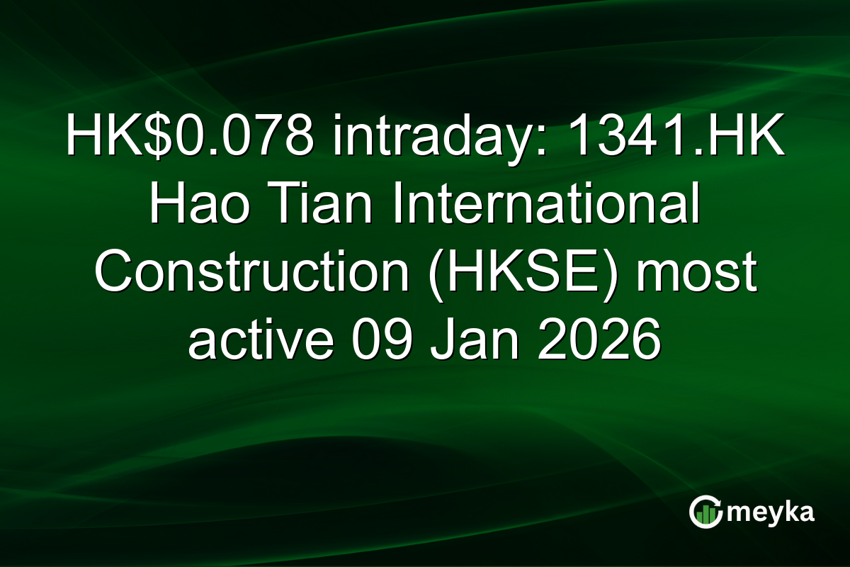 HK$0.078 intraday: 1341.HK Hao Tian International Construction (HKSE) most active 09 Jan 2026
