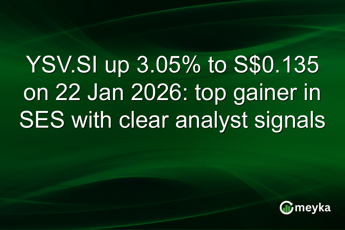 YSV.SI up 3.05% to S$0.135 on 22 Jan 2026: top gainer in SES with clear analyst signals