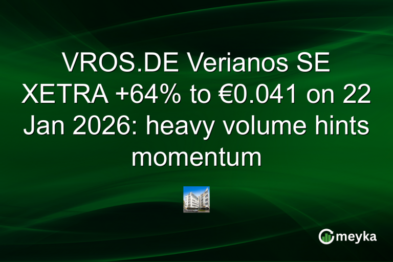 VROS.DE Verianos SE XETRA +64% to €0.041 on 22 Jan 2026: heavy volume hints momentum