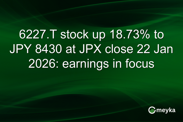 6227.T stock up 18.73% to JPY 8430 at JPX close 22 Jan 2026: earnings in focus