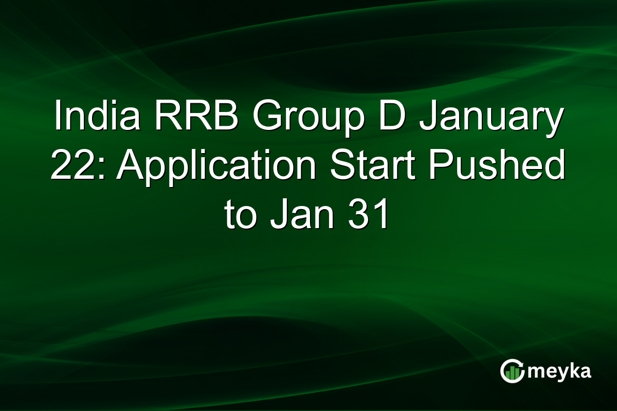 India RRB Group D January 22: Application Start Pushed to Jan 31