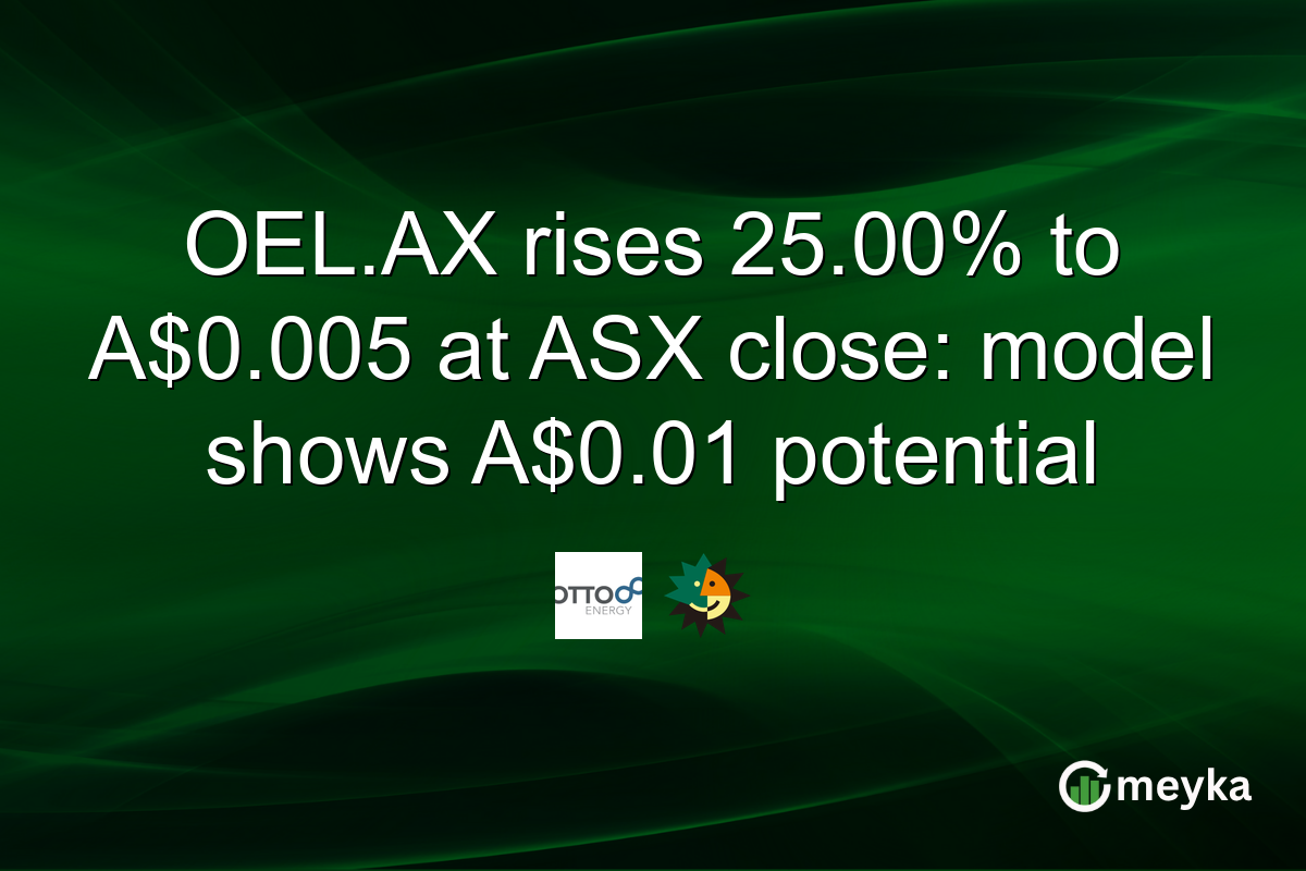 OEL.AX rises 25.00% to A$0.005 at ASX close: model shows A$0.01 potential