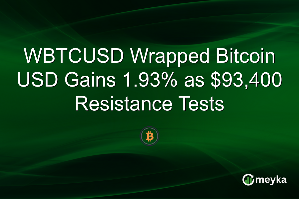 WBTCUSD Wrapped Bitcoin USD Gains 1.93% as $93,400 Resistance Tests