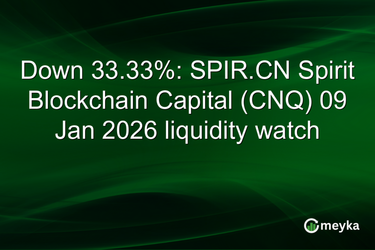 Down 33.33%: SPIR.CN Spirit Blockchain Capital (CNQ) 09 Jan 2026 liquidity watch