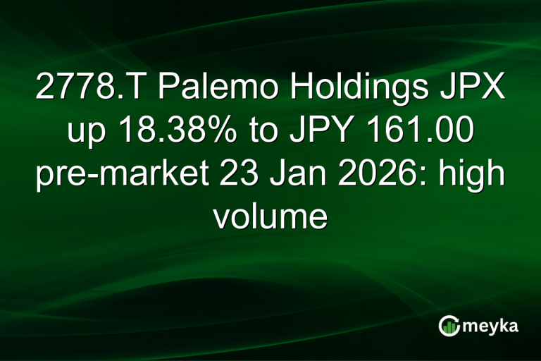 2778.T Palemo Holdings JPX up 18.38% to JPY 161.00 pre-market 23 Jan 2026: high volume