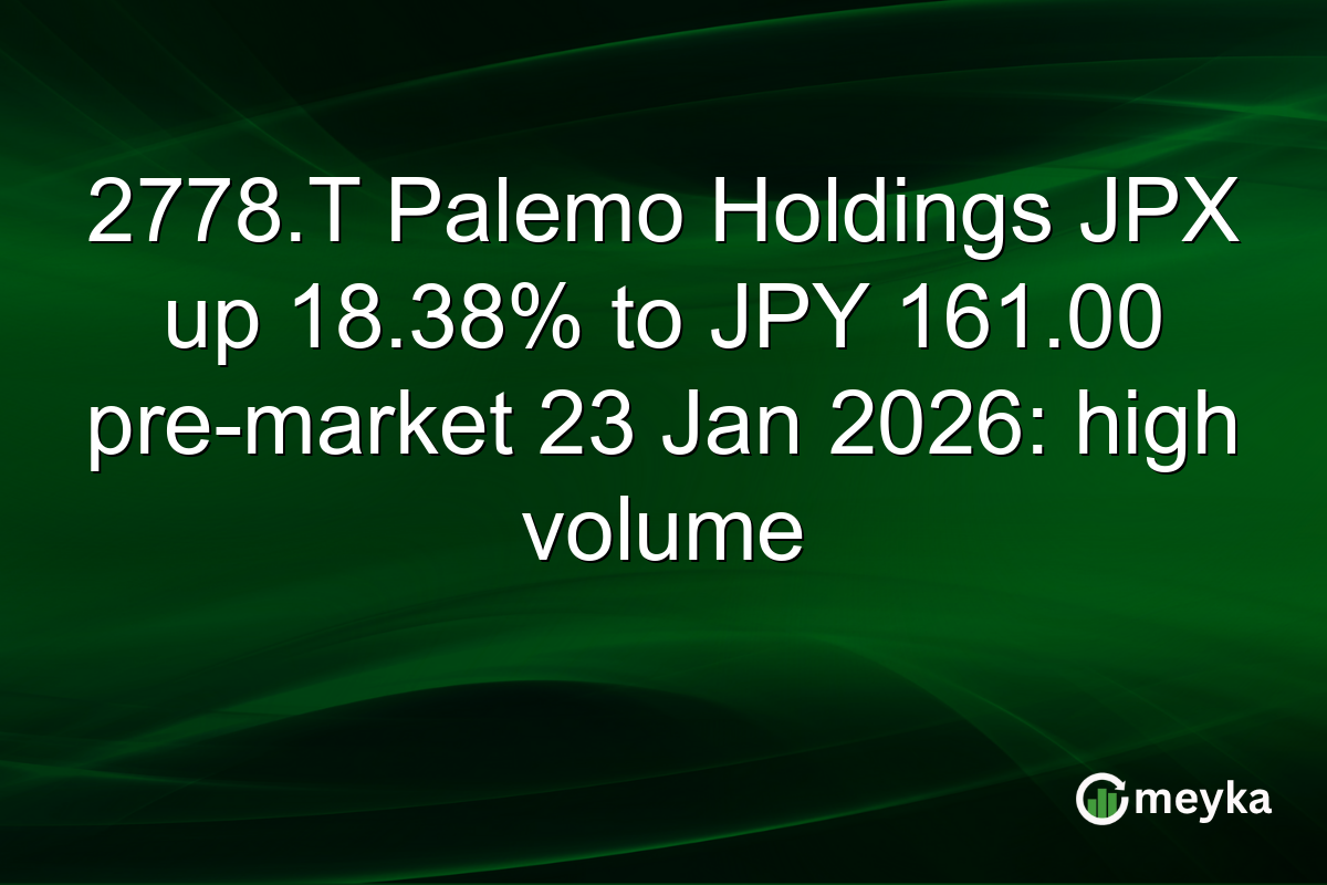 2778.T Palemo Holdings JPX up 18.38% to JPY 161.00 pre-market 23 Jan 2026: high volume