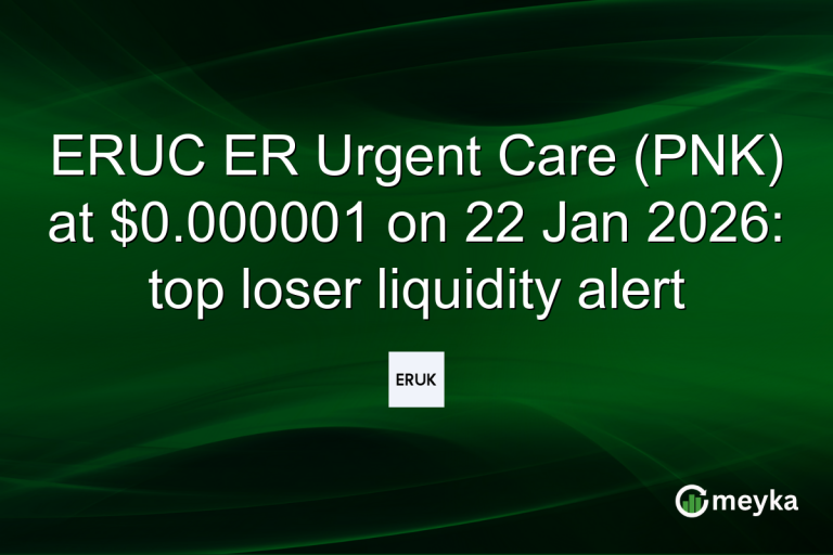 ERUC ER Urgent Care (PNK) at $0.000001 on 22 Jan 2026: top loser liquidity alert