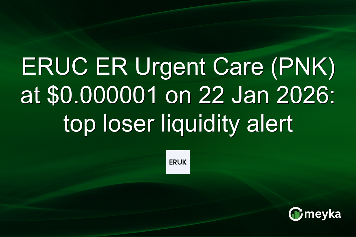 ERUC ER Urgent Care (PNK) at $0.000001 on 22 Jan 2026: top loser liquidity alert