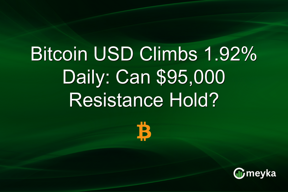 Bitcoin USD Climbs 1.92% Daily: Can $95,000 Resistance Hold?