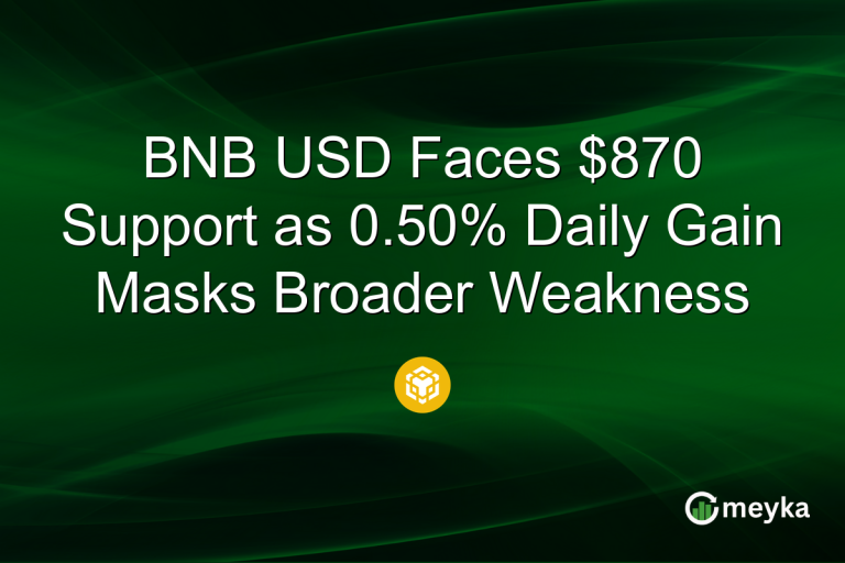 BNB USD Faces $870 Support as 0.50% Daily Gain Masks Broader Weakness