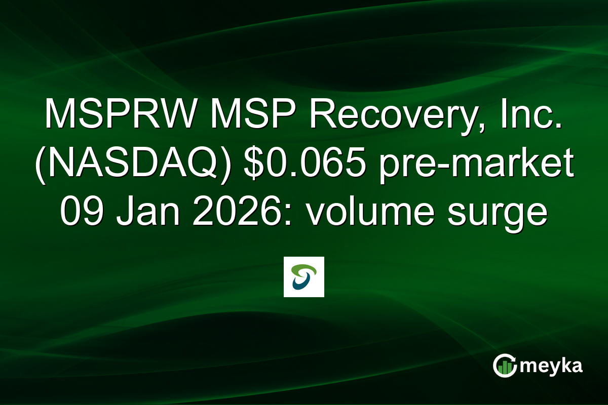 MSPRW MSP Recovery, Inc. (NASDAQ) $0.065 pre-market 09 Jan 2026: volume surge