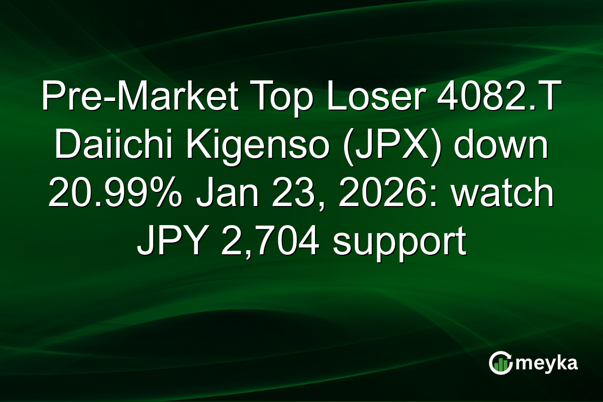 Pre-Market Top Loser 4082.T Daiichi Kigenso (JPX) down 20.99% Jan 23, 2026: watch JPY 2,704 support