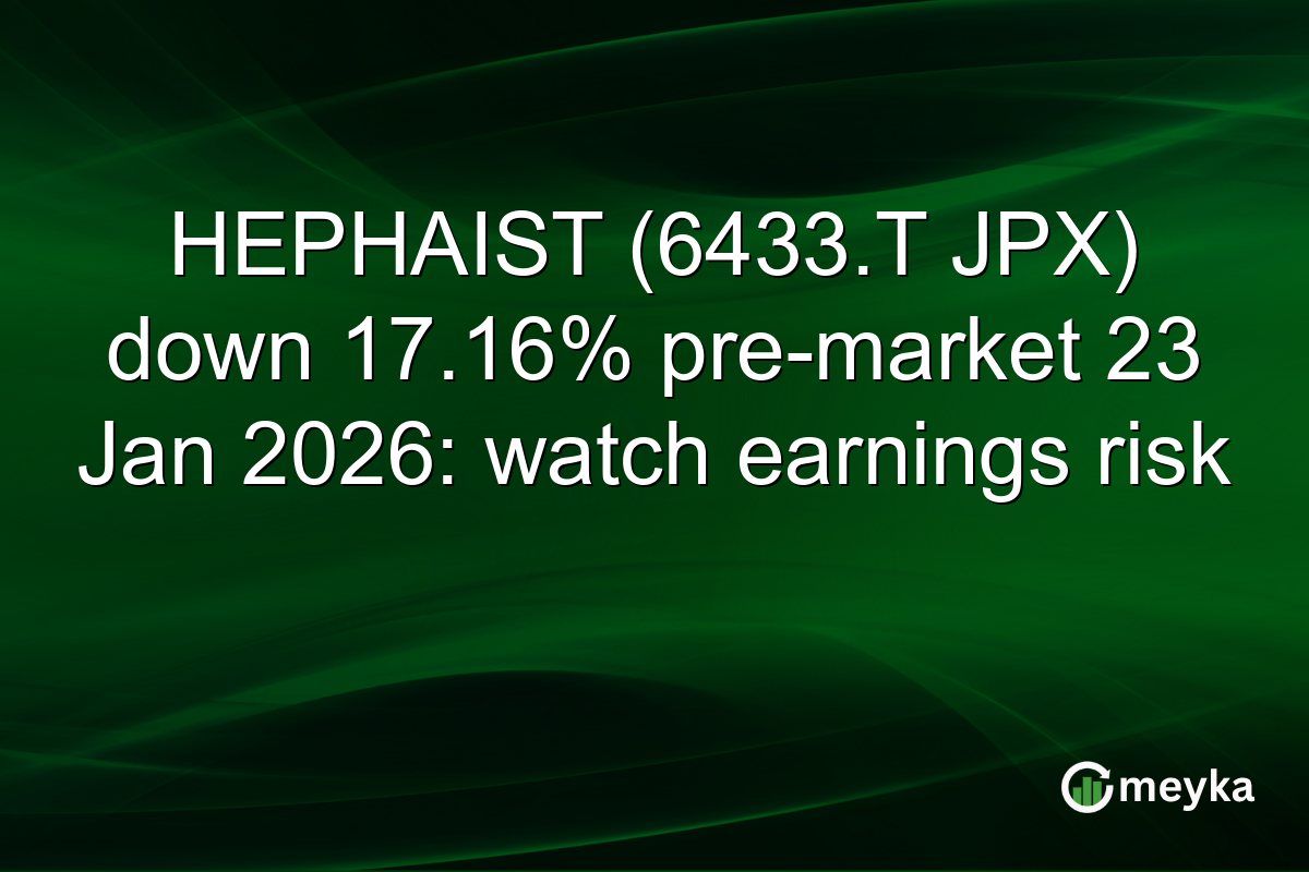 HEPHAIST (6433.T JPX) down 17.16% pre-market 23 Jan 2026: watch earnings risk