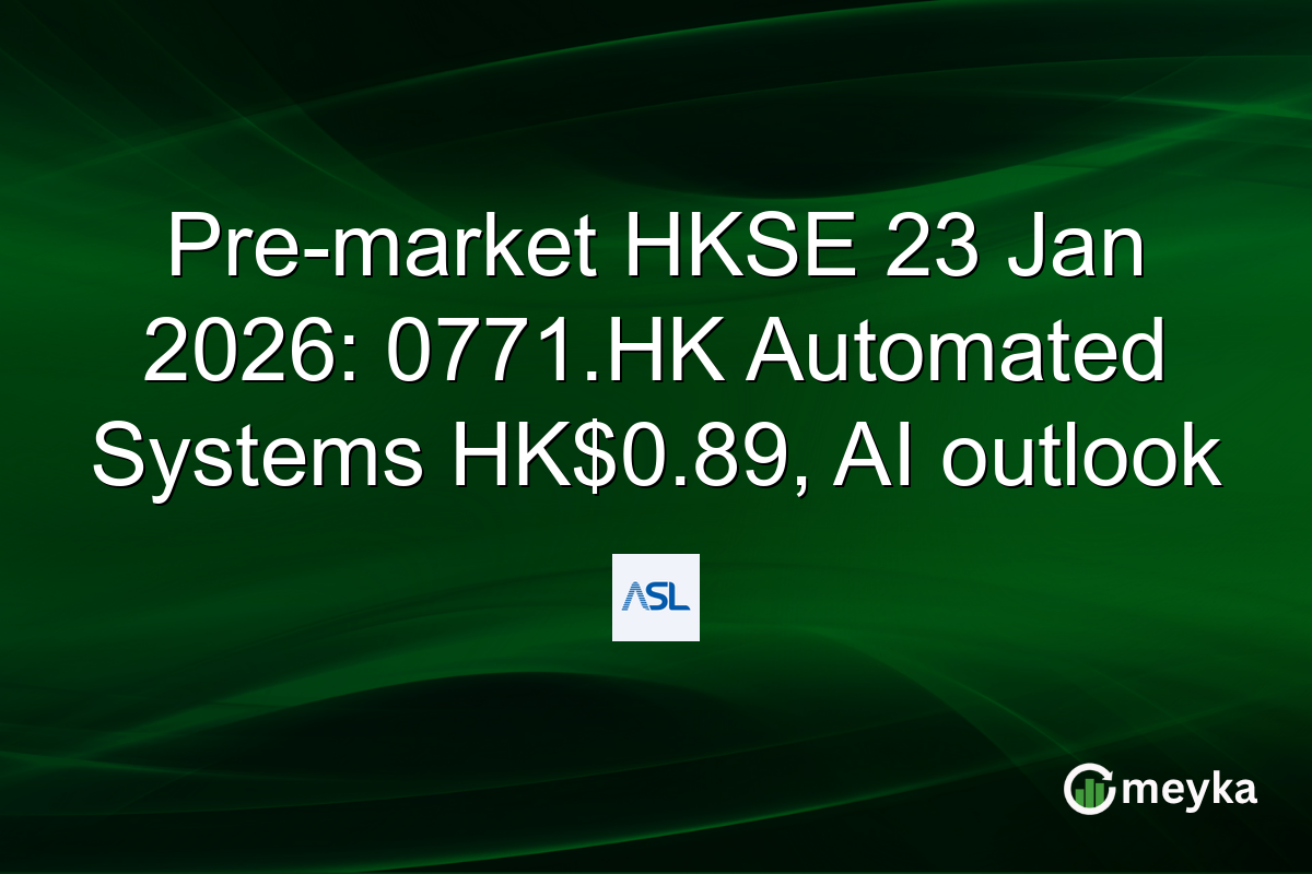 Pre-market HKSE 23 Jan 2026: 0771.HK Automated Systems HK$0.89, AI outlook