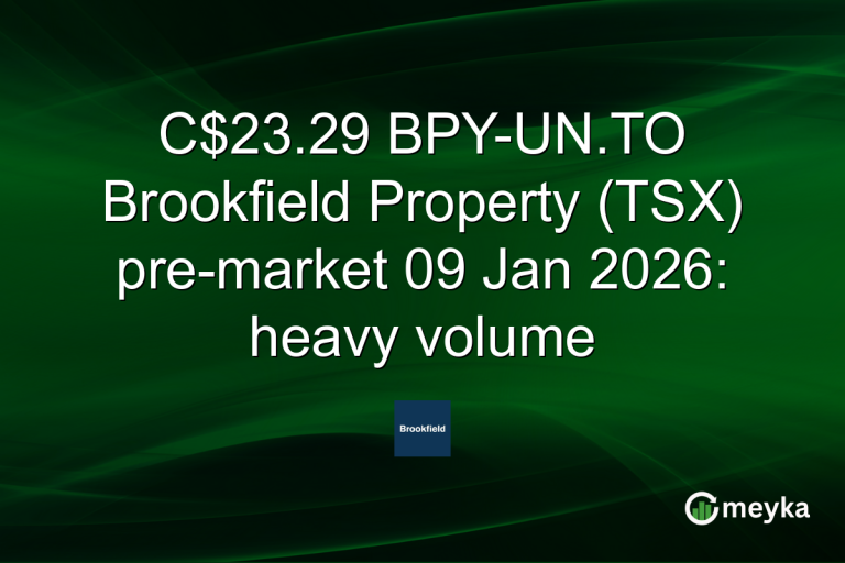 C$23.29 BPY-UN.TO Brookfield Property (TSX) pre-market 09 Jan 2026: heavy volume
