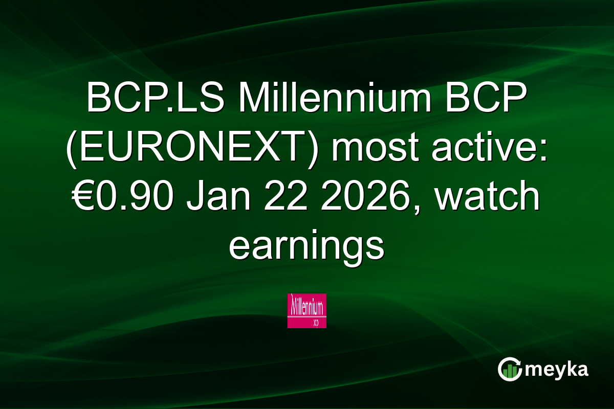BCP.LS Millennium BCP (EURONEXT) most active: €0.90 Jan 22 2026, watch earnings