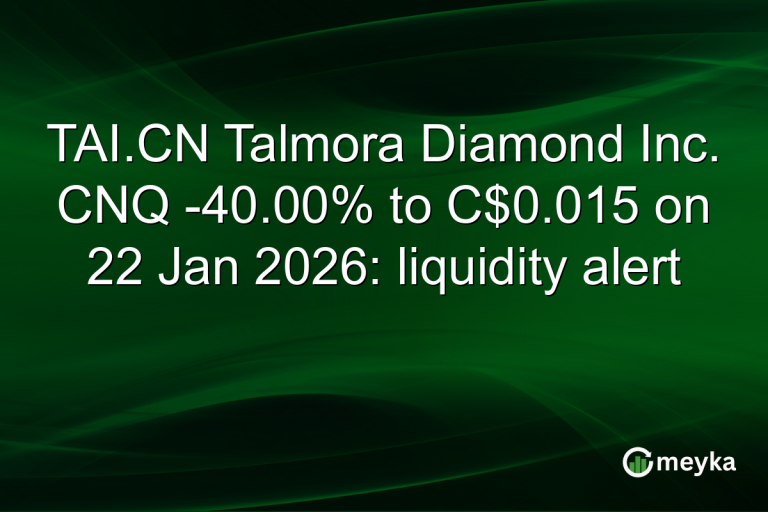 TAI.CN Talmora Diamond Inc. CNQ -40.00% to C$0.015 on 22 Jan 2026: liquidity alert