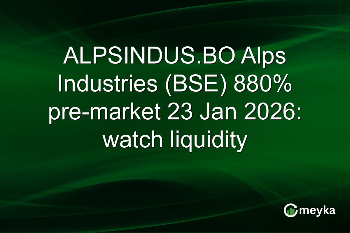 ALPSINDUS.BO Alps Industries (BSE) 880% pre-market 23 Jan 2026: watch liquidity