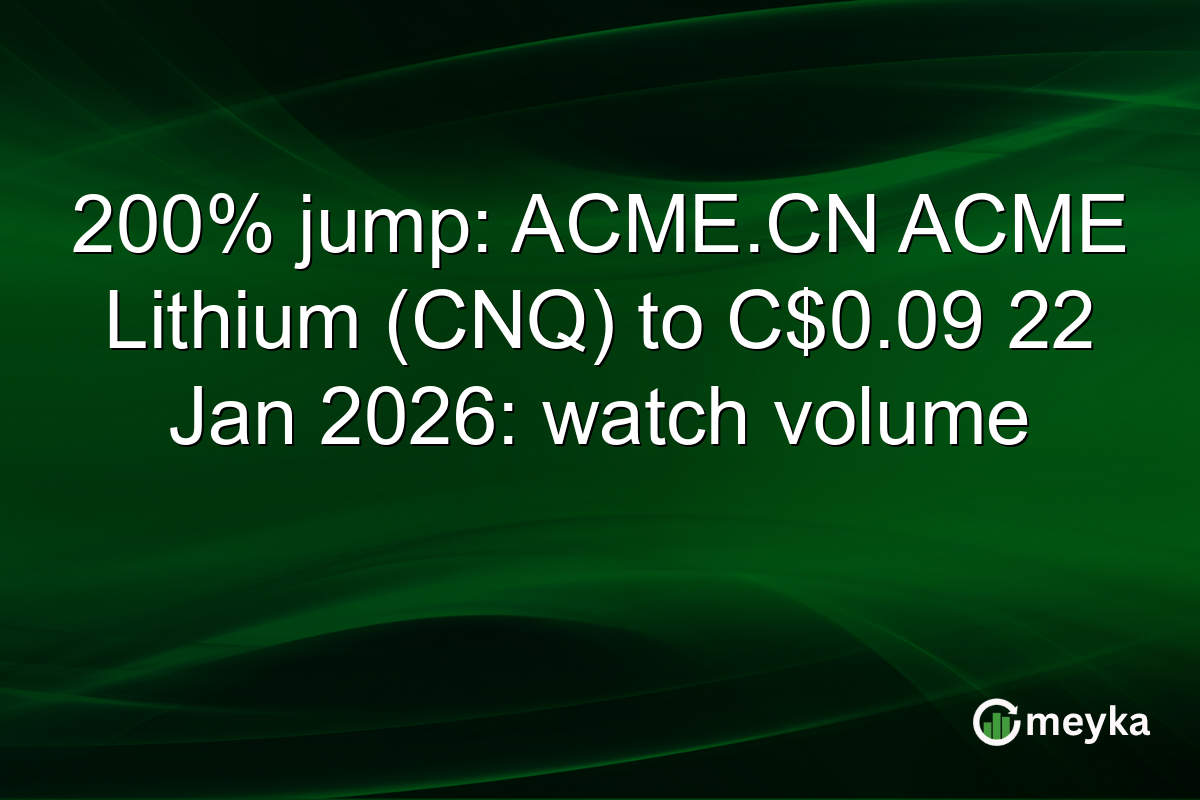 200% jump: ACME.CN ACME Lithium (CNQ) to C$0.09 22 Jan 2026: watch volume