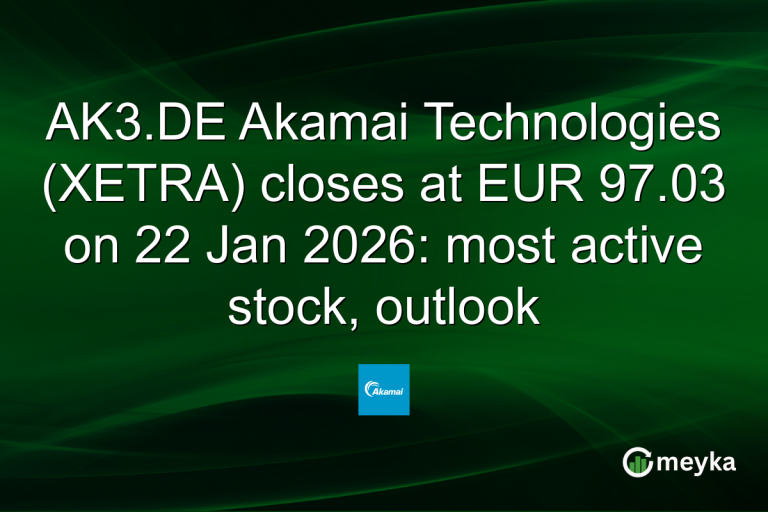 AK3.DE Akamai Technologies (XETRA) closes at EUR 97.03 on 22 Jan 2026: most active stock, outlook