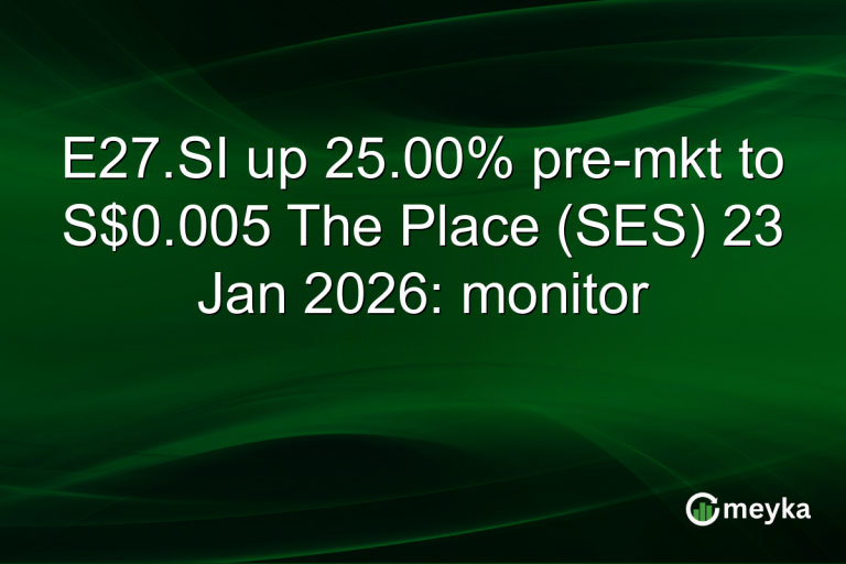 E27.SI up 25.00% pre-mkt to S$0.005 The Place (SES) 23 Jan 2026: monitor